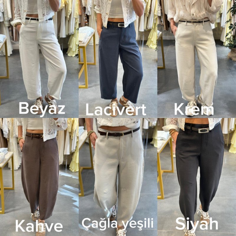Kemerli Tensel Pantolon 4