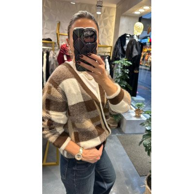 Ekose Angora Triko Hırka