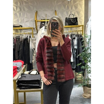 İthal Kürk Detaylı Kapşonlu Hırka