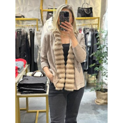 İthal Kürk Detaylı Kapşonlu Hırka