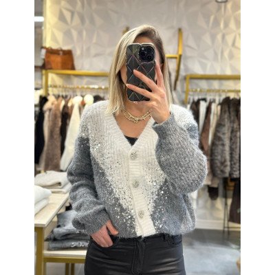 İthal Pul Detaylı Triko Hırka