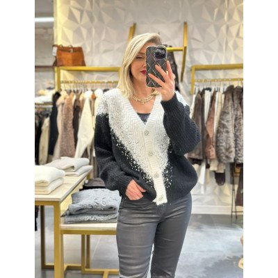 İthal Pul Detaylı Triko Hırka