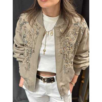 Payet Boncuk İşlemeli  Bomber Ceket